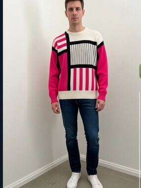 Vintage Tyrolia head Colorful Geometric Sweater for Men unisex